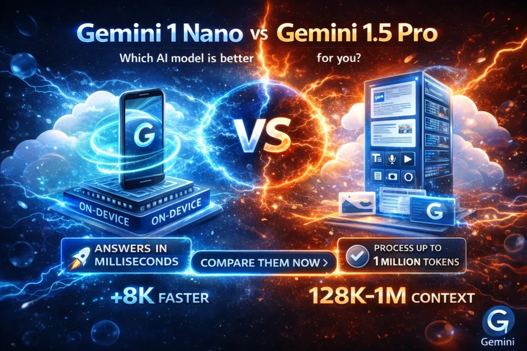 Gemini 1 Nano vs Gemini 1.5 Pro