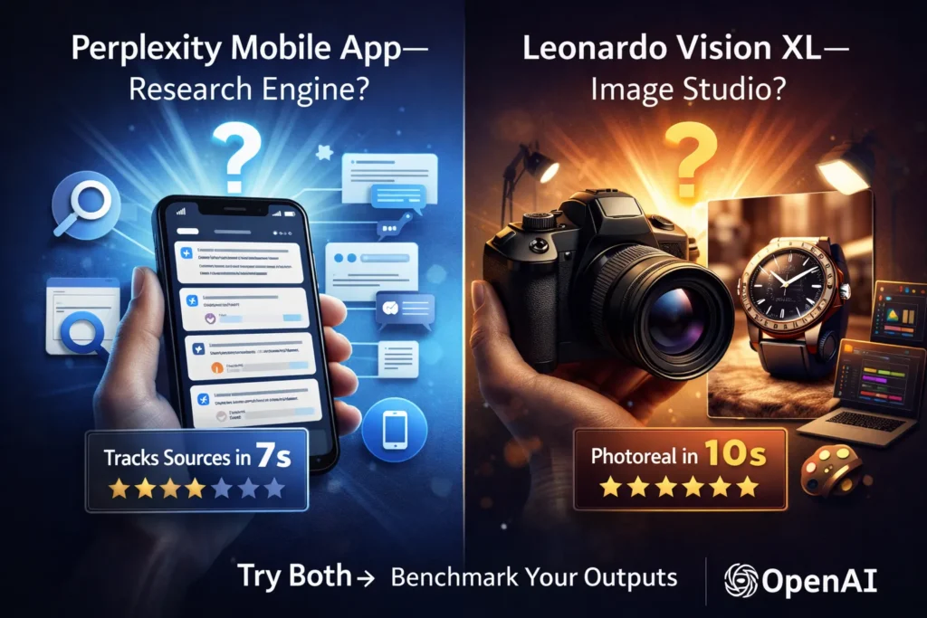 Perplexity Mobile App vs Leonardo Vision XL