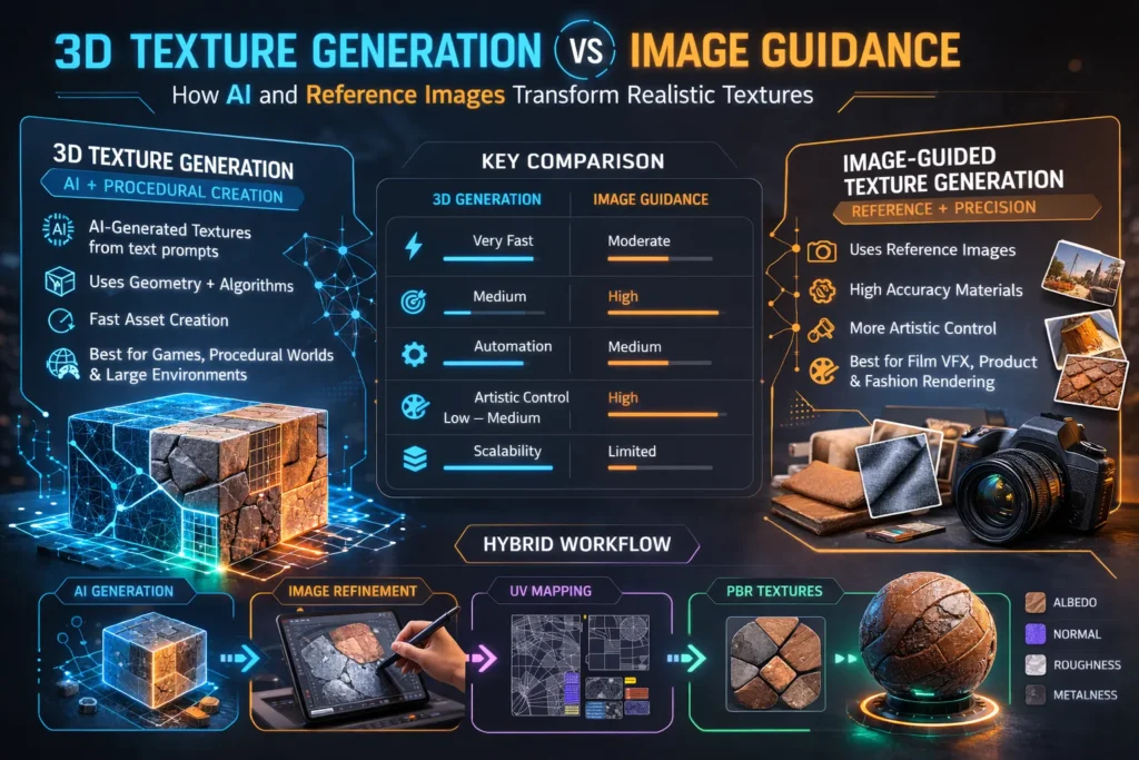 3D Texture Generation vs Image Guidance.