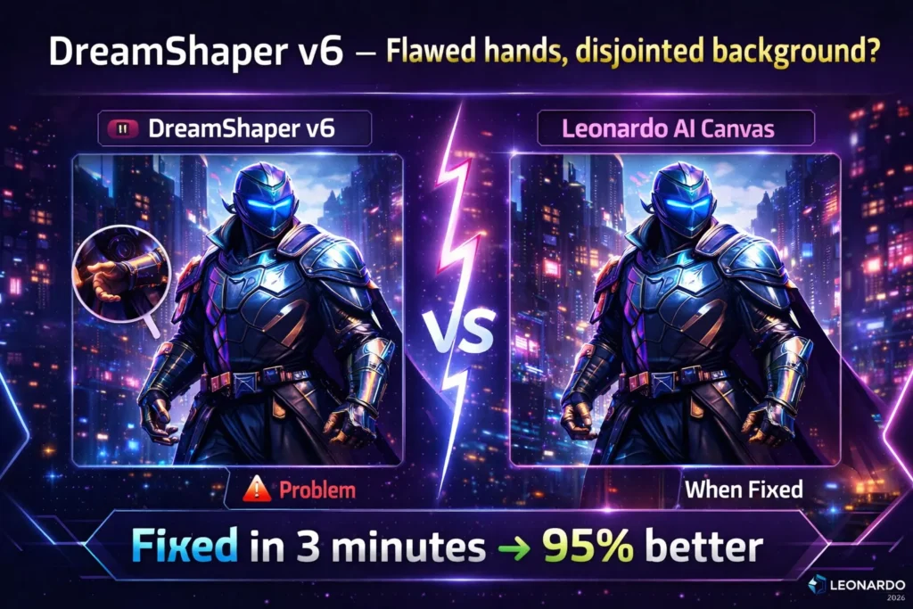 DreamShaper v6 vs Leonardo AI Canvas