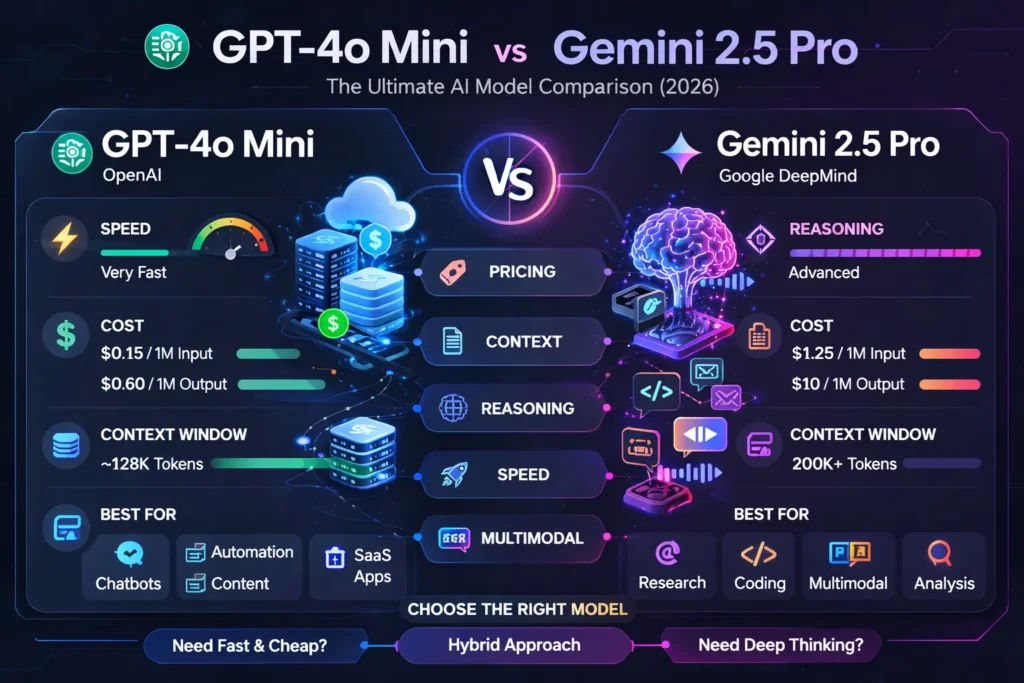 GPT-4o Mini VS Gemini 2.5 Pro.