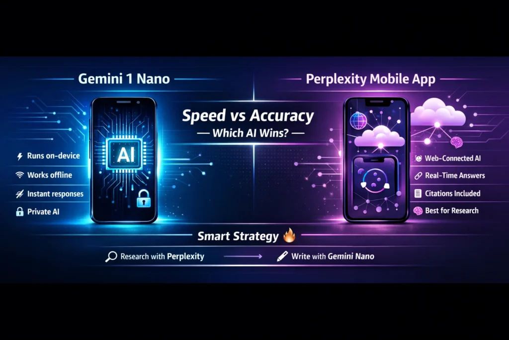 Gemini 1 Nano vs Perplexity Mobile App,
